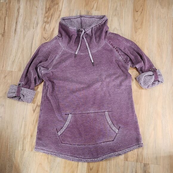 🔹️Calvin Klein Performance Purple Distressed Tied Cowl Neck Sweatshirt Medium - Picture 3 of 16